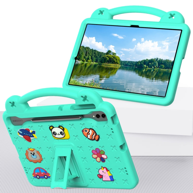 For Samsung Galaxy Tab S9+ 12.4 X810 Handle Kickstand Children EVA Shockproof Tablet Case(Mint Green)