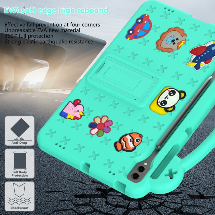 For Samsung Galaxy Tab S9+ 12.4 X810 Handle Kickstand Children EVA Shockproof Tablet Case(Mint Green)