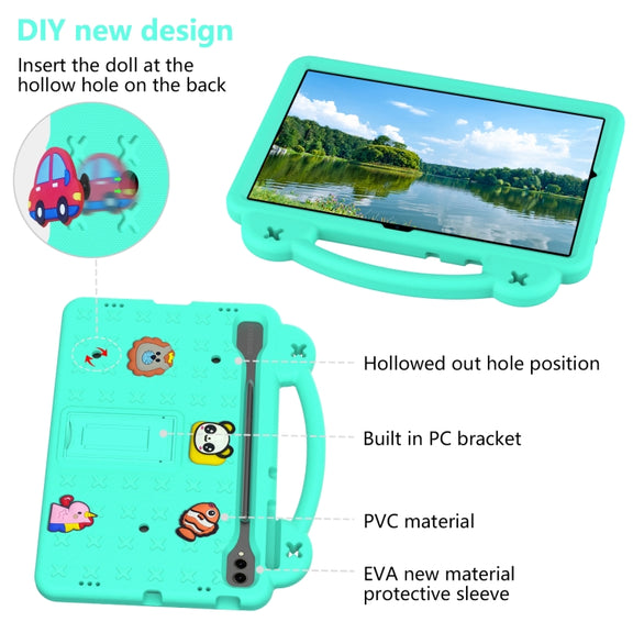 For Samsung Galaxy Tab S9+ 12.4 X810 Handle Kickstand Children EVA Shockproof Tablet Case(Mint Green)