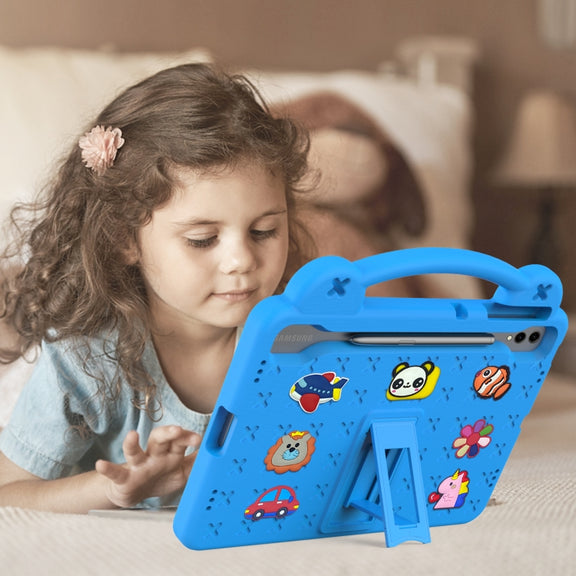 For Samsung Galaxy Tab S9+ 12.4 X810 Handle Kickstand Children EVA Shockproof Tablet Case(Sky Blue)