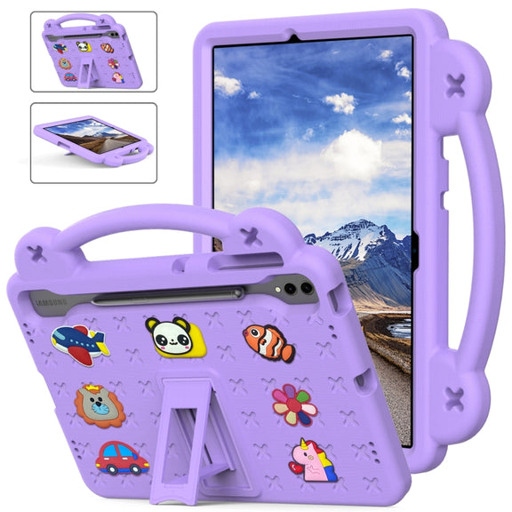 For Samsung Galaxy Tab S9+ 12.4 X810 Handle Kickstand Children EVA Shockproof Tablet Case(Light Purple)
