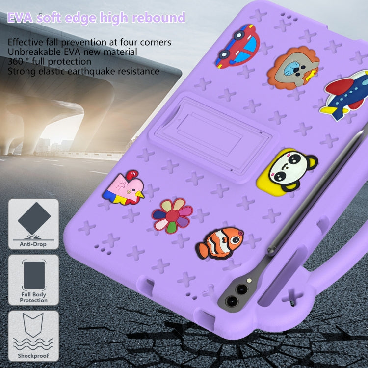 For Samsung Galaxy Tab S9+ 12.4 X810 Handle Kickstand Children EVA Shockproof Tablet Case(Light Purple)