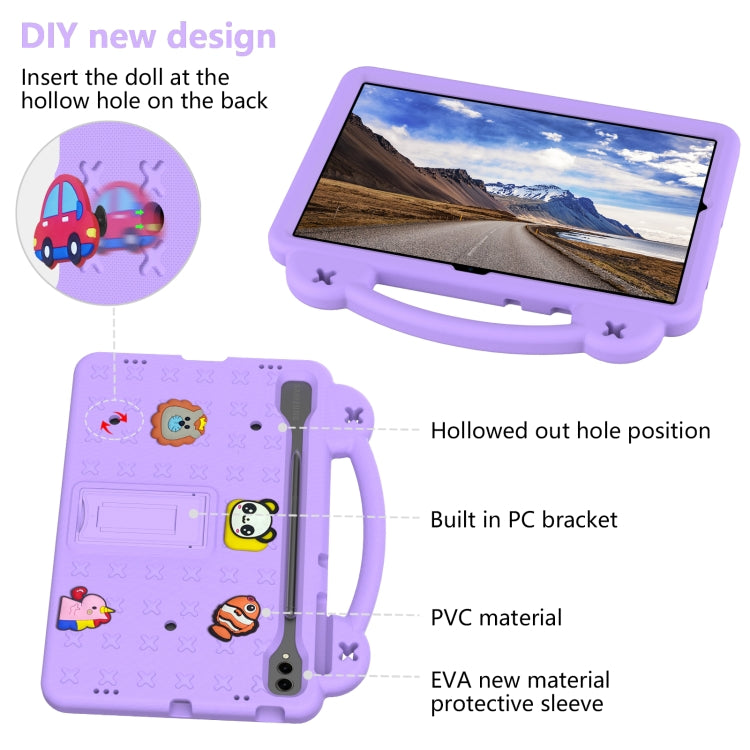 For Samsung Galaxy Tab S9+ 12.4 X810 Handle Kickstand Children EVA Shockproof Tablet Case(Light Purple)