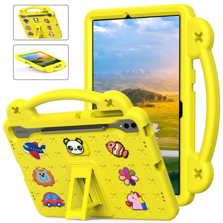 For Samsung Galaxy Tab S9+ 12.4 X810 Handle Kickstand Children EVA Shockproof Tablet Case(Yellow)