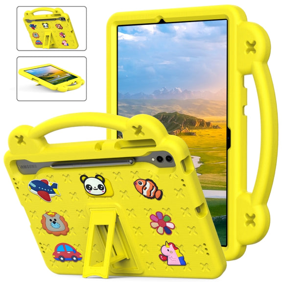 For Samsung Galaxy Tab S9+ 12.4 X810 Handle Kickstand Children EVA Shockproof Tablet Case(Yellow)