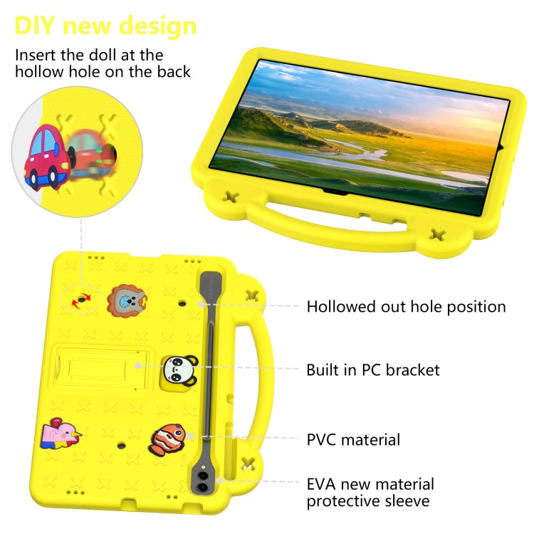 For Samsung Galaxy Tab S9+ 12.4 X810 Handle Kickstand Children EVA Shockproof Tablet Case(Yellow)