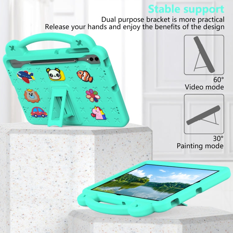 For Samsung Galaxy Tab S10+12.4 X820 Handle Kickstand Children EVA Shockproof Tablet Case(Mint Green)