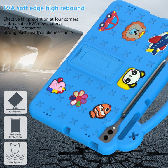 For Samsung Galaxy Tab S10+12.4 X820 Handle Kickstand Children EVA Shockproof Tablet Case(Sky Blue)