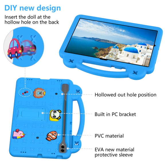 For Samsung Galaxy Tab S10+12.4 X820 Handle Kickstand Children EVA Shockproof Tablet Case(Sky Blue)