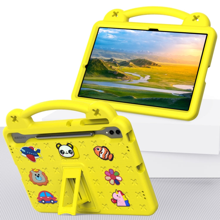 For Samsung Galaxy Tab S10+12.4 X820 Handle Kickstand Children EVA Shockproof Tablet Case(Yellow)