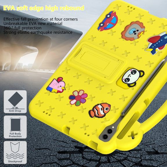 For Samsung Galaxy Tab S10+12.4 X820 Handle Kickstand Children EVA Shockproof Tablet Case(Yellow)
