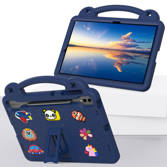 For Samsung Galaxy Tab S10+12.4 X820 Handle Kickstand Children EVA Shockproof Tablet Case(Navy Blue)