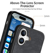 For iPhone 16 Plus Vintage Leather PC Back Cover Phone Case(Black)