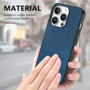 For iPhone 16 Pro Vintage Leather PC Back Cover Phone Case(Blue)