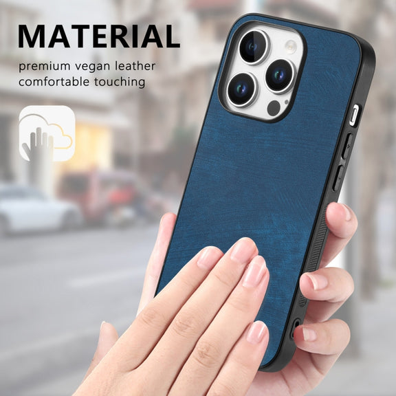 For iPhone 16 Pro Vintage Leather PC Back Cover Phone Case(Blue)
