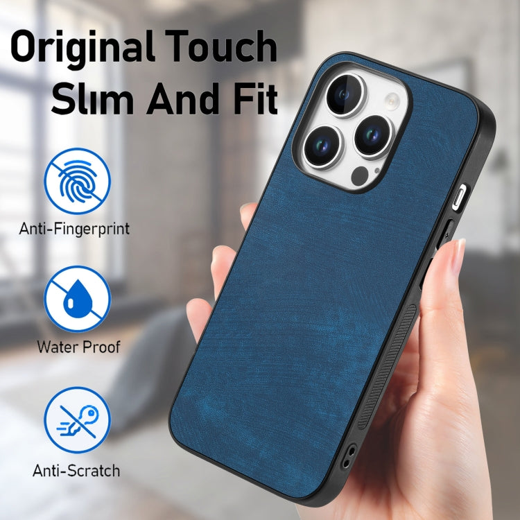 For iPhone 16 Pro Vintage Leather PC Back Cover Phone Case(Blue)