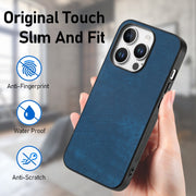 For iPhone 16 Pro Vintage Leather PC Back Cover Phone Case(Blue)