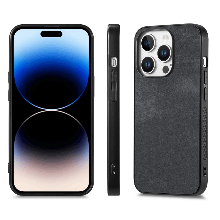 For iPhone 16 Pro Max Vintage Leather PC Back Cover Phone Case(Black)