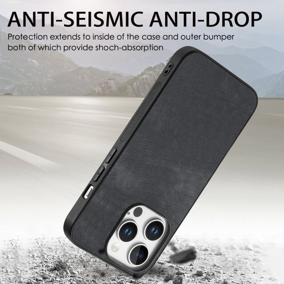 For iPhone 16 Pro Max Vintage Leather PC Back Cover Phone Case(Black)