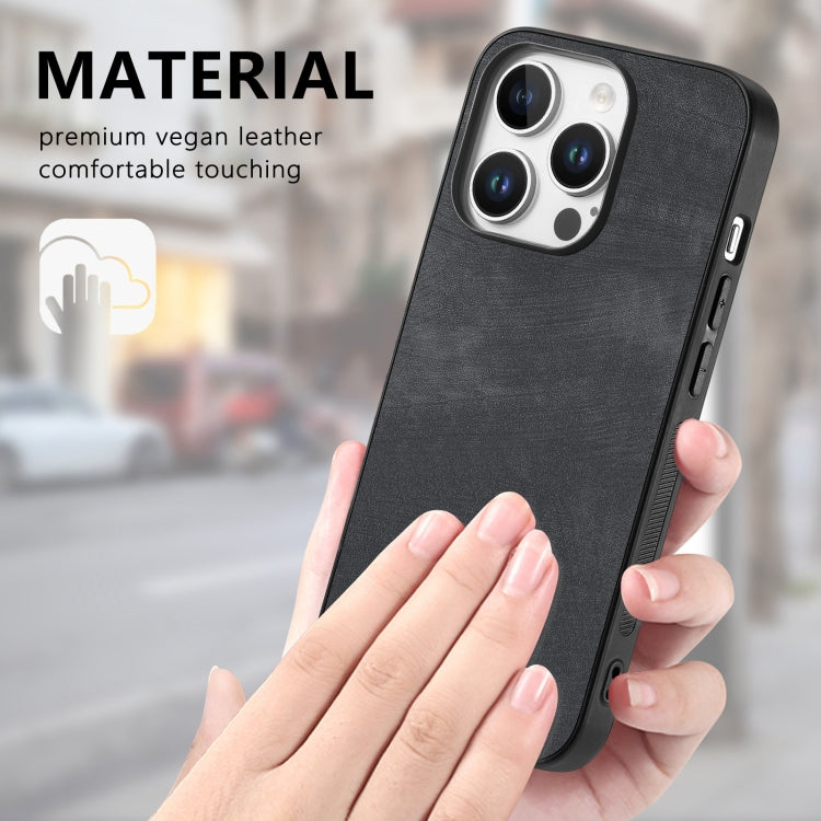 For iPhone 16 Pro Max Vintage Leather PC Back Cover Phone Case(Black)