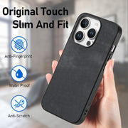 For iPhone 16 Pro Max Vintage Leather PC Back Cover Phone Case(Black)