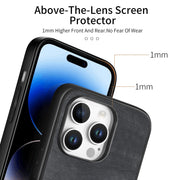 For iPhone 16 Pro Max Vintage Leather PC Back Cover Phone Case(Black)