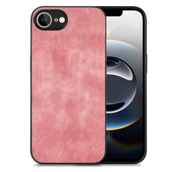For iPhone 16e Vintage Leather PC Back Cover Phone Case(Pink)
