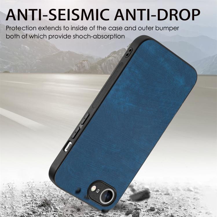 For iPhone 16e Vintage Leather PC Back Cover Phone Case(Blue)
