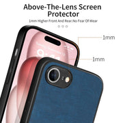 For iPhone 16e Vintage Leather PC Back Cover Phone Case(Blue)