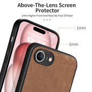 For iPhone 16e Vintage Leather PC Back Cover Phone Case(Brown)
