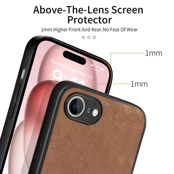 For iPhone 16e Vintage Leather PC Back Cover Phone Case(Brown)