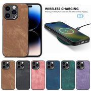 For iPhone 16 Pro Vintage Leather PC Back Cover Phone Case(Blue)