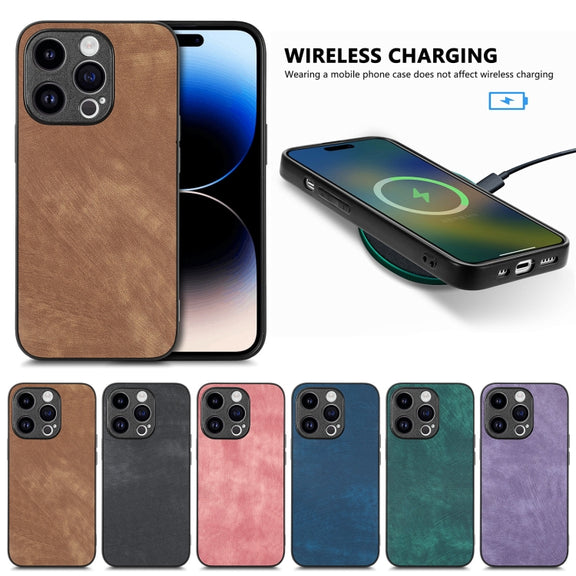For iPhone 16 Pro Vintage Leather PC Back Cover Phone Case(Blue)