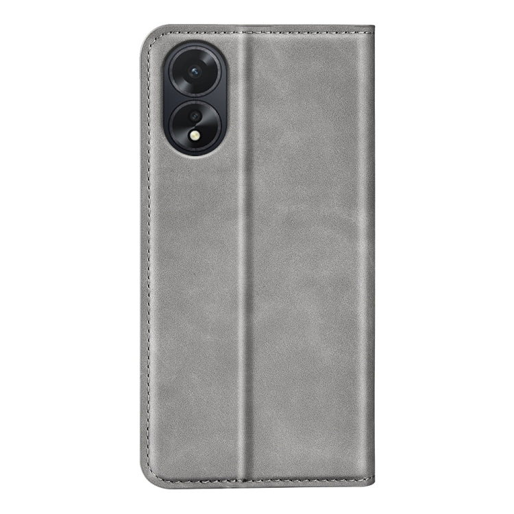 For OPPO A38 Retro-skin Magnetic Suction Leather Phone Case(Grey)