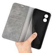 For OPPO A38 Retro-skin Magnetic Suction Leather Phone Case(Grey)