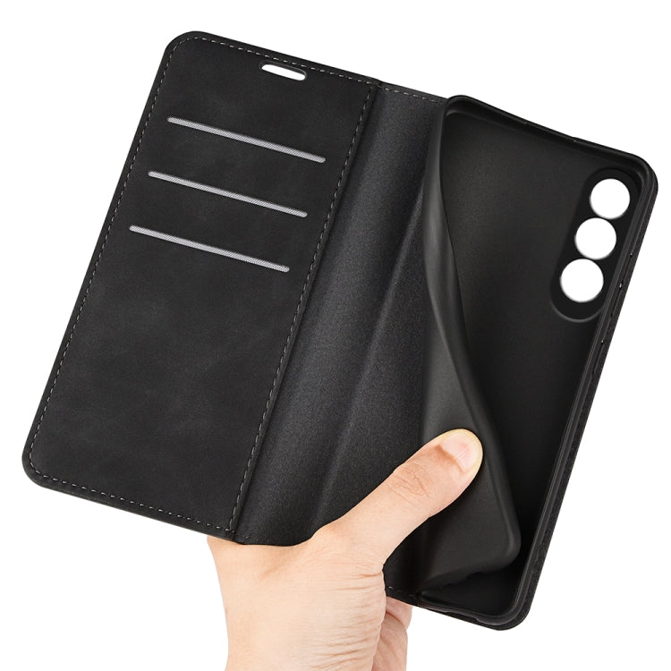For OPPO K12 Retro-skin Magnetic Suction Leather Phone Case(Black)
