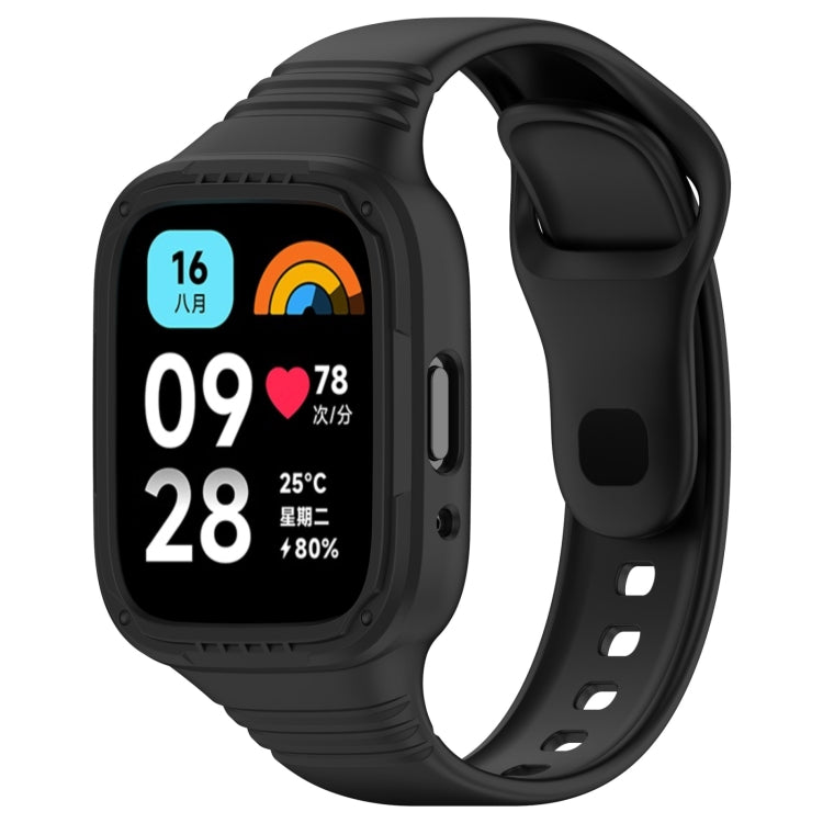 For Redmi Watch 3 Active Integrated Fully Enclosed Silicone Watch Band(Black)