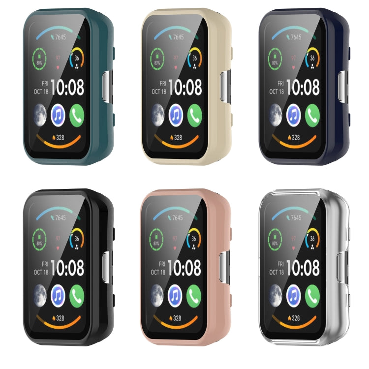 For Huawei Watch Fit New PC + 9H Tempered Film Integrated Watch Protective Case(Black)