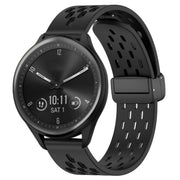 For Garmin Vivomove Sport 20mm Folding Magnetic Clasp Silicone Watch Band(Black)