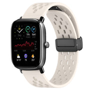 For Amazfit GTS 4 Mini 20mm Folding Magnetic Clasp Silicone Watch Band(Starlight)