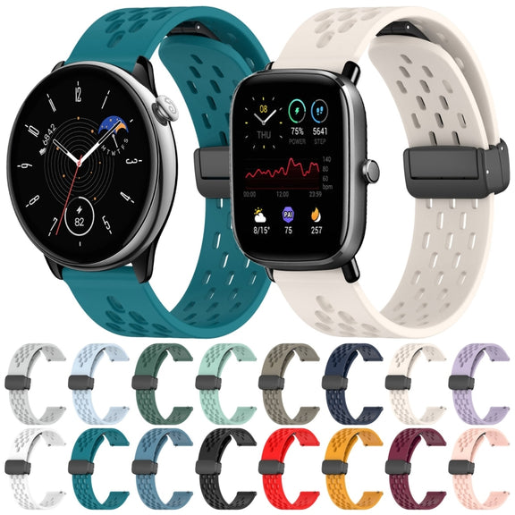 For Amazfit GTS 4 Mini 20mm Folding Magnetic Clasp Silicone Watch Band(Starlight)