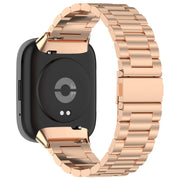 For Redmi Watch 3 Lite Three Bead Stainless Steel Metal Watch Band(Rose Gold)