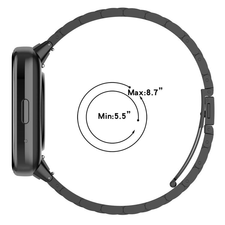 For Redmi Watch 3 Active Three Bead Stainless Steel Metal Watch Band(Black)