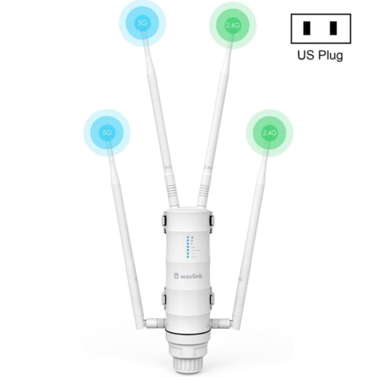 WAVLINK WN572HP3 AC1200 Dual Band Weatherproof Wireless Router Outdoor WiFi Extender, Plug:US Plug