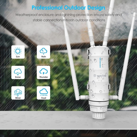 WAVLINK WN572HP3 AC1200 Dual Band Weatherproof Wireless Router Outdoor WiFi Extender, Plug:EU Plug