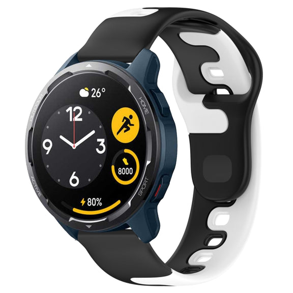For Xiaomi Watch S1 Active 22mm Double Color Silicone Watch Band(Black+White)