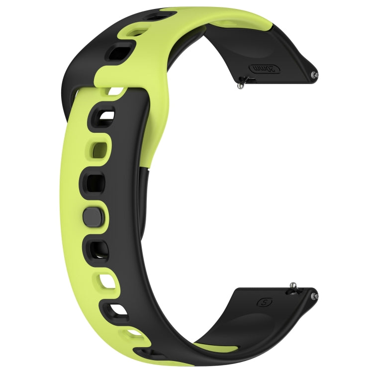 For Garmin Forerunner 265 22mm Double Color Silicone Watch Band(Black+Green)