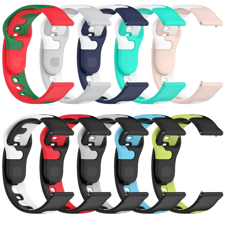 For Garmin Forerunner 265 22mm Double Color Silicone Watch Band(Black+Green)