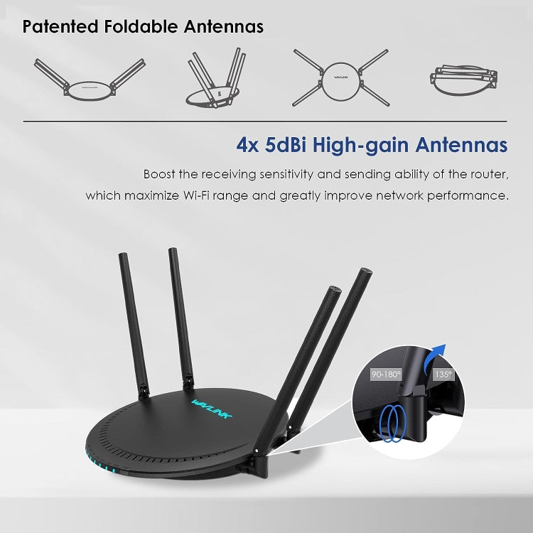 WAVLINK WN531P3 WAN / LAN Port Signal Booster Wireless Repeater AC1200 Wireless Routers, Plug:UK Plug