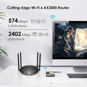 WAVLINK WN531MX3 Wider Coverage AX3000 WiFi 6 Wireless Routers Dual Band Wireless Repeater, Plug:US Plug
